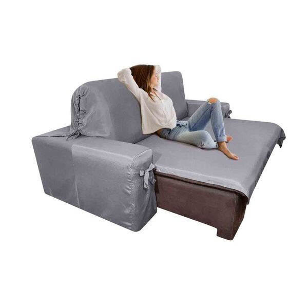Capa De Sofá Retrátil  4 Lugares Gorgurão  Até 3,25m Grafite