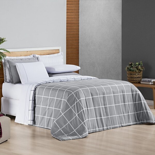 Capa Duvet Para Edredom King Austin Dupla Face Com Ziper 1 Pe