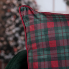 Capa P/ Almofada Aveludada Natalina C/ Cordone Xadrez 43x43cm