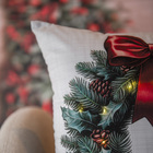 Capa P/ Almofada Natalina C/ Cordão Guirlanda C/ Luz De Led 4
