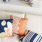 Capa Para Almofada 50x50cm Velveteen Belchior Laranja/branco