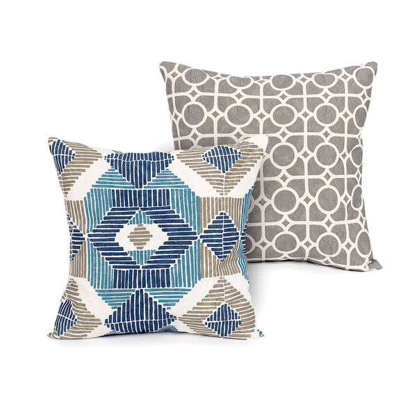 Capa Para Almofada Cinza Geométrica 2 Unidades 45cm X 45cm Co