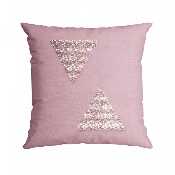 Capa Para Almofada Com Paetê 43x43cm Dolce Belchior Rosa