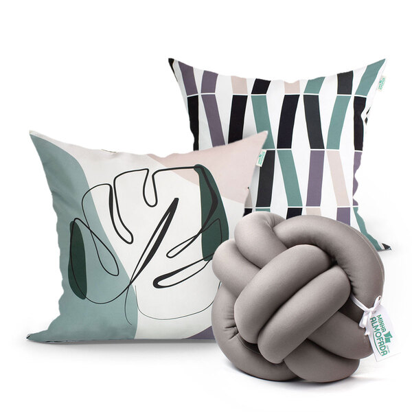 Capa Para Almofada Costela De Adão Cinza Estampada 2 Unidades