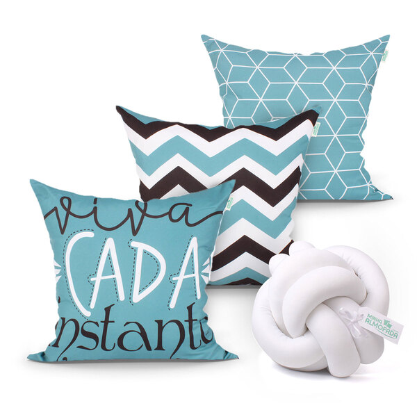 Capa Para Almofada De Sala Decorativa Frase Estampada Kit 3 U