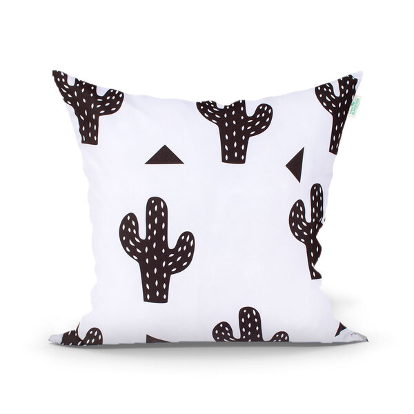 Capa Para Almofada Decorativa Cacto Branca Estampada 45cm X 4