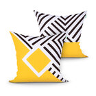 Capa Para Almofada Decorativa Preta E Amarela Estampada Kit C