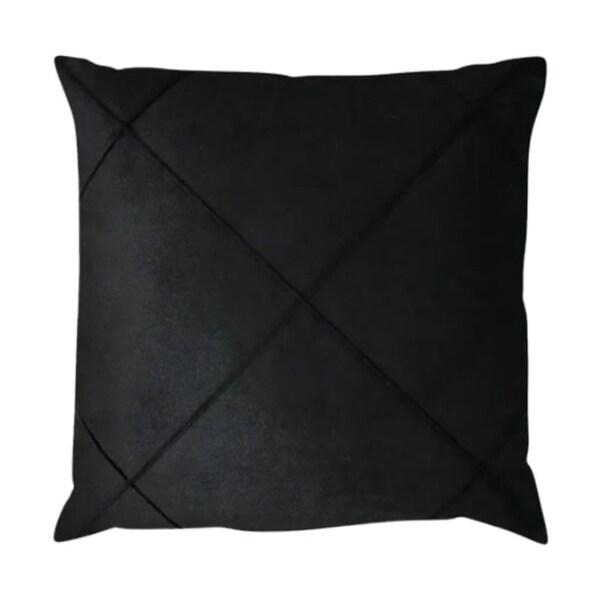 Capa Para Almofada Drapeada Em Veludo Quadrada 50x50 Preto