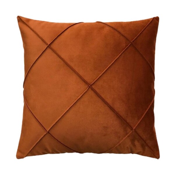 Capa Para Almofada Drapeada Em Veludo Quadrada Terracota
