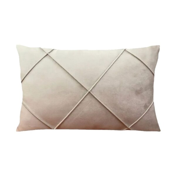 Capa Para Almofada Drapeada Em Veludo Retangular 60x40 Bege