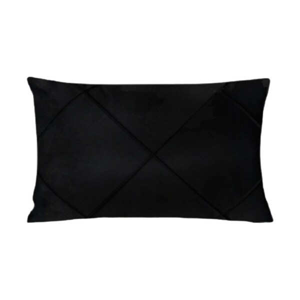 Capa Para Almofada Drapeada Em Veludo Retangular 60x40 Preto