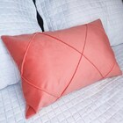 Capa Para Almofada Drapeada Em Veludo Retangular 60x40 Rosa C