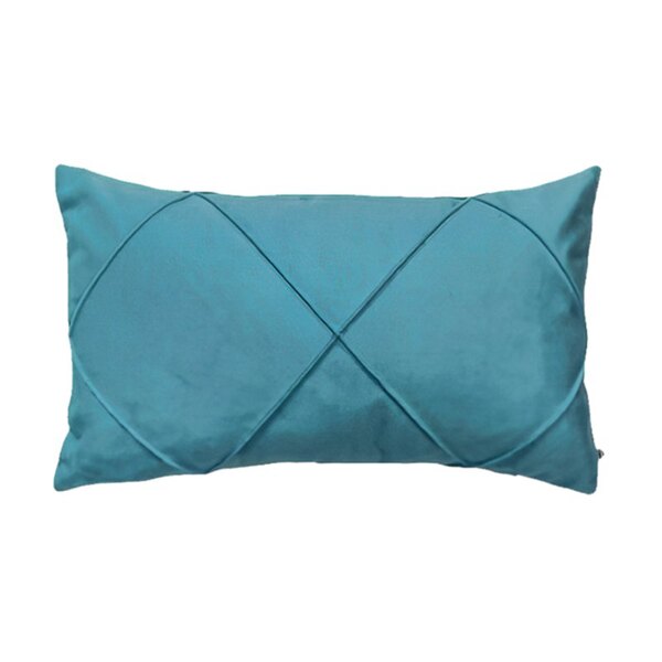 Capa Para Almofada Drapeada Em Veludo Retangular Azul Turquesa