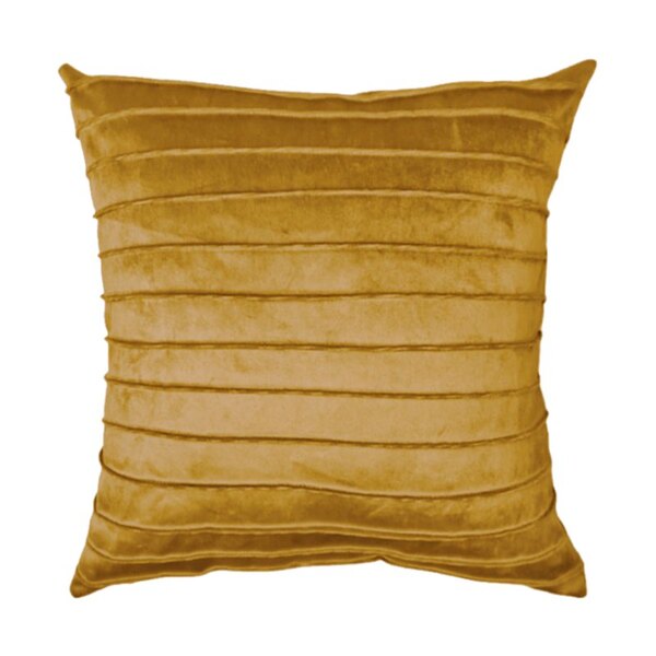 Capa Para Almofada Drapeada Line Em Veludo Quadrada Mostarda