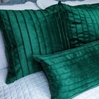 Capa Para Almofada Drapeada Line Em Veludo Quadrada Verde Esc