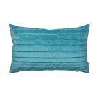 Capa Para Almofada Drapeada Line Em Veludo Retangular Azul Tu