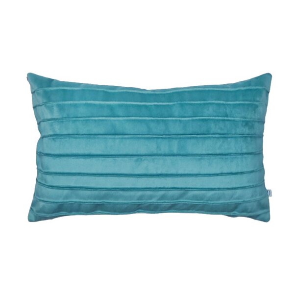 Capa Para Almofada Drapeada Line Em Veludo Retangular Azul Tu