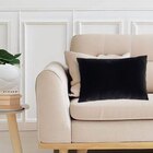 Capa Para Almofada Em Veludo Liso Retangular 60x40 Preto