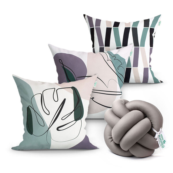 Capa Para Almofada Estampada Cinza 3 Unidades 45cm X 45cm + A