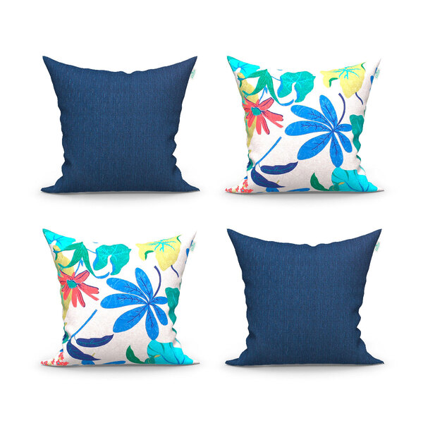 Capa Para Almofada Grande Azul E Colorida 4 Unidades 60cm X 6