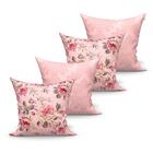 Capa Para Almofada Grande Estampada Rosê 4 Unidades 60cm X 60