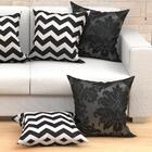 Capa Para Almofada Grande Preta Chevron 2 Unidades 60cm X 60c