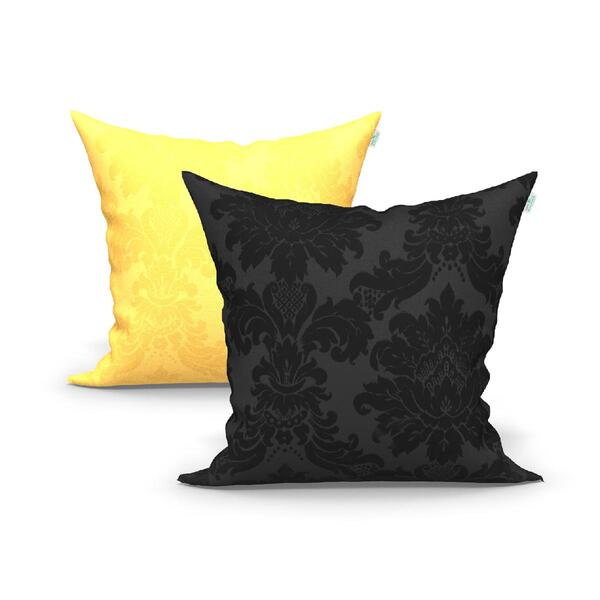Capa Para Almofada Grande Preta E Amarela 2 Unidades 60cm X 6