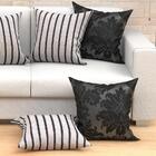 Capa Para Almofada Grande Preta Listrada 2 Unidades 60cm X 60