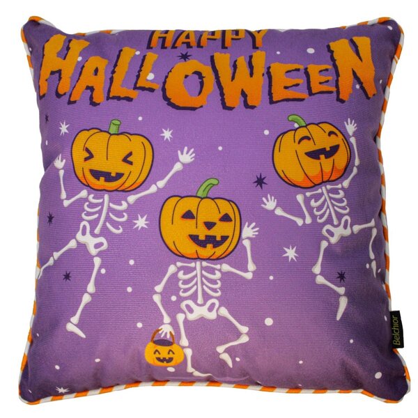 Capa Para Almofada Halloween Abóbora Em Esqueletos 43x43cm Be