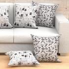 Capa Para Almofada Jornal Estampada Preta 6 Unidades 60cm X 6