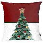 Capa Para Almofada Natalina 43x43cm Árvore De Natal Com Arabe