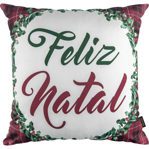 Capa Para Almofada Natalina Guirlanda Feliz Natal 43x43cm Bel