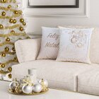 Capa Para Almofada Natalina Paisagem Com Cordonê Dourado 43x4