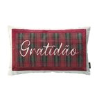 Capa Para Almofada Natalina Xadrez Gratidão 35x55cm Belchior