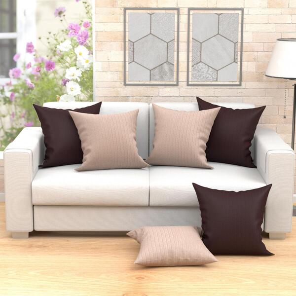 Capa Para Almofada Tabaco E Bege Lisa 60cm X 60cm Com Zíper G