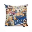 Capa Para Almofada Tecido Corino Estampado Route 66 D83 - D'r