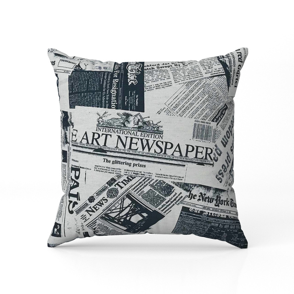 Capa Para Almofada Tecido Estampado Jornal Preto E Branco D19