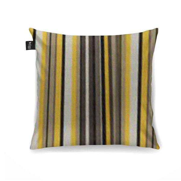 Capa Para Almofada Tecido Estampado Listras Cinza E Amarelo