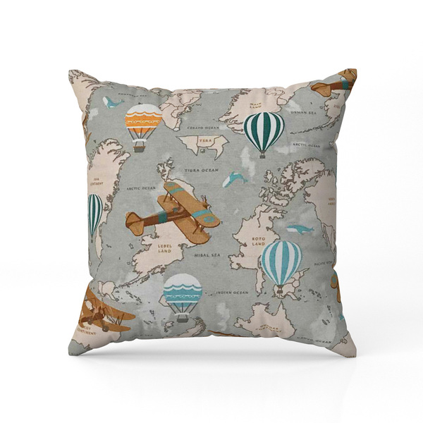 Capa Para Almofada Tecido Estampado Mapa Mundi D75 42x42 Cm -