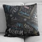 Capa Para Almofada Tecido Estampado Preto Escrito D62 - D'ros