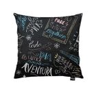 Capa Para Almofada Tecido Estampado Preto Escrito D62 - D'ros