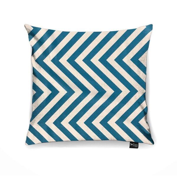 Capa Para Almofada Tecido Estampado Zig Zag Azul Turquesa D90