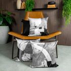 Capa Para Almofada Velveteen 783 43 Cm X 43 Cm Preta/cinza