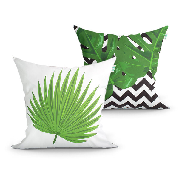 Capa Para Almofada Verde Estampada 2 Unidades 45cm X 45cm Com