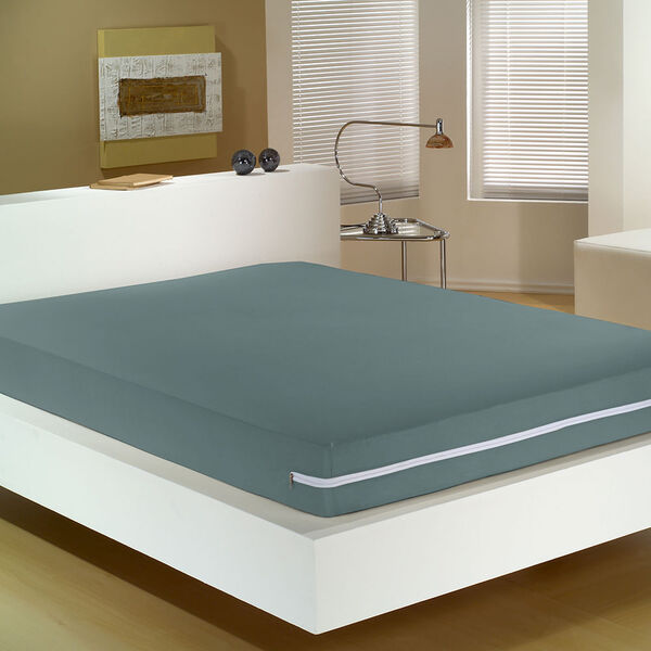 Capa Para Colchão Casal  Malha 100% Algodão Com Zíper Cinza P