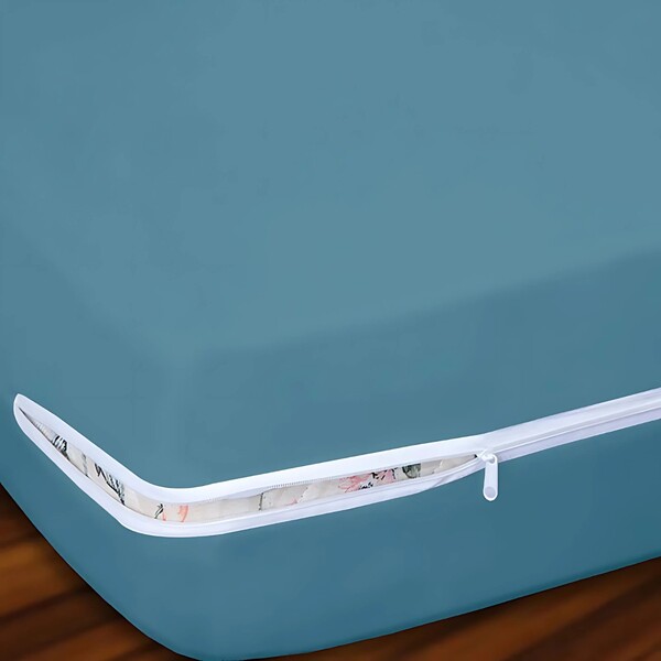 Capa Para Colchão - Malha - Solteiro - Azul - 100% Algodão -