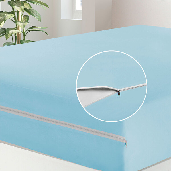 Capa Para Colchão Queen Azul De Malha Com Zíper 1,98m X 1,58m