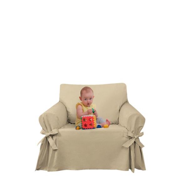 Capa Para Sofá De 1 Lugar Até 1 Metro Em Brim Peletizado Bege