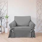 Capa Para Sofá De 1 Lugar Até 1 Metro Em Brim Peletizado Cinz