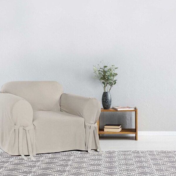 Capa Para Sofá De 1 Lugar Em Brim Peletizado 100% Algodão Crua